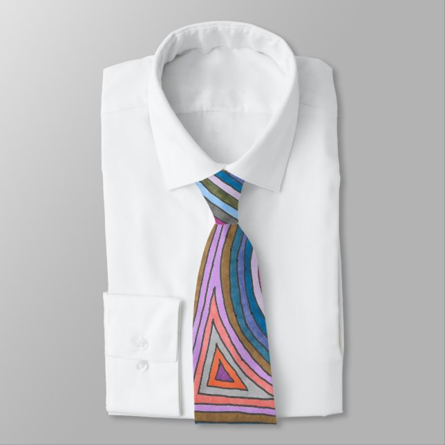 Vibrant Abstract Geometric Striped Pattern Neck Tie (Tied)