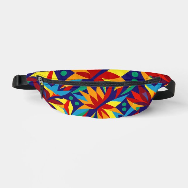 Vibrant Abstract Geometric Tropical Multicolored  Fanny Pack (Front)