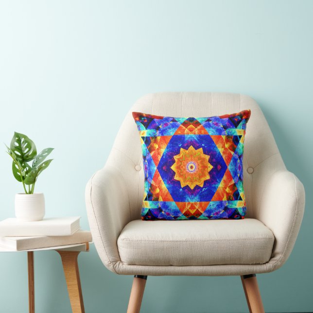 Vibrant Abstract Geometrics Colorful Pattern Throw Pillow (Chair)