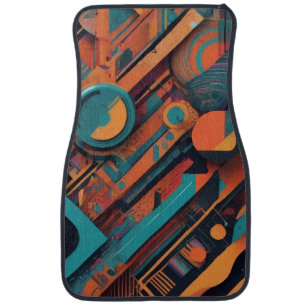 Vibrant Abstract Geometry – Bold Graphic Art with Car Floor Mat