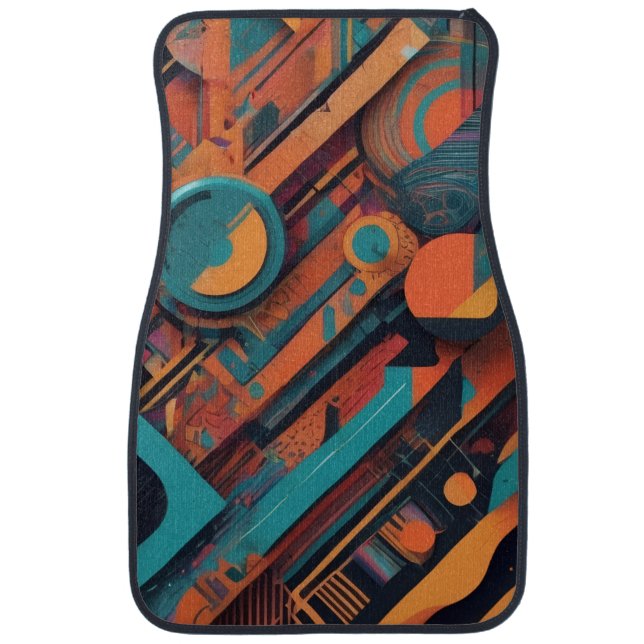 Vibrant Abstract Geometry – Bold Graphic Art with Car Floor Mat (Front)