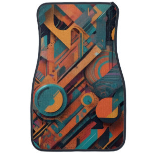 Vibrant Abstract Geometry – Bold Graphic Art with Car Floor Mat