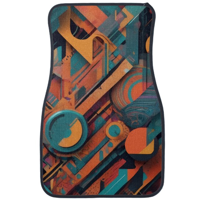 Vibrant Abstract Geometry – Bold Graphic Art with  Car Floor Mat (Front)