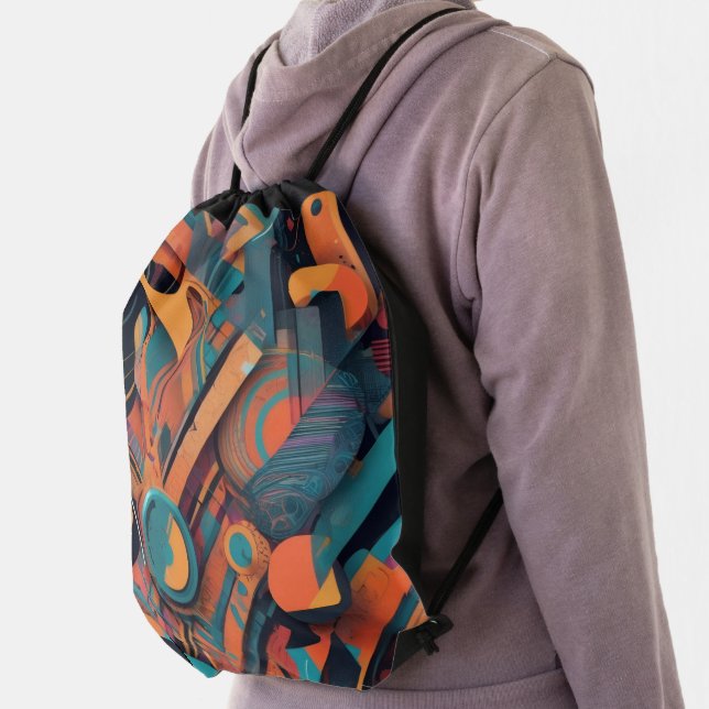 Vibrant Abstract Geometry – Bold Graphic Art with  Drawstring Bag (Insitu)
