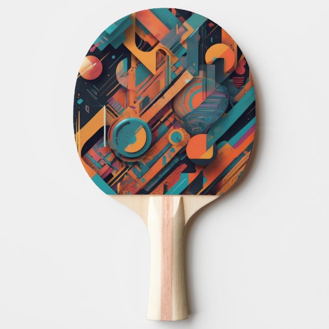 Vibrant Abstract Geometry – Bold Graphic Art with  Ping Pong Paddle (Front)