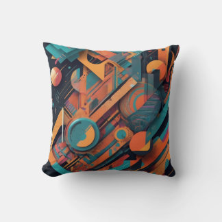 Vibrant Abstract Geometry – Bold Graphic Art with Throw Pillow