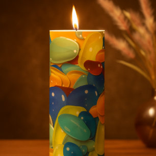 Vibrant Abstract Glossy Pattern Art Pillar Candle