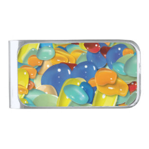 Vibrant Abstract Glossy Pattern Art Silver Finish Money Clip