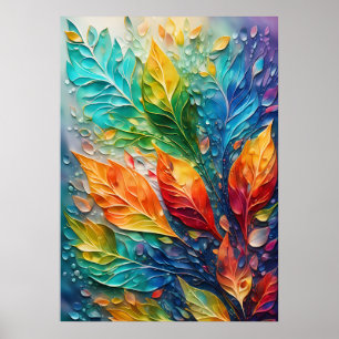 Vibrant Abstract Leaves Poster - Wall Art Print