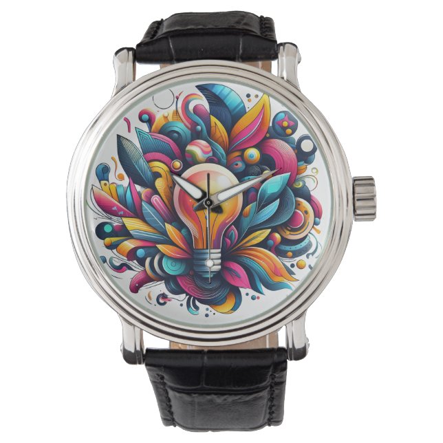 Vibrant Abstract Light Bulb Explosion Watch (Front)