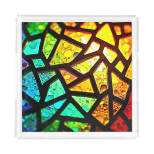 Vibrant Abstract Light Mosaic Design Acrylic Tray