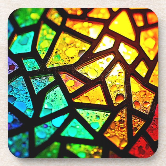 Vibrant Abstract Light Mosaic Design Beverage Coaster (Front)