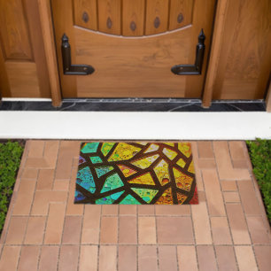 Vibrant Abstract Light Mosaic Design Fiber Doormat