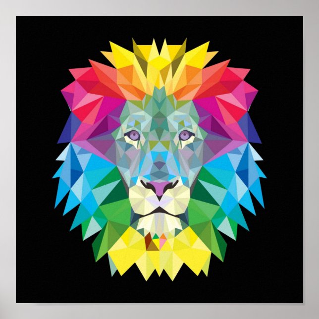 Vibrant Abstract Lion Painting Poster (Front)