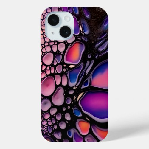 Vibrant Abstract Liquid Art Fusion iPhone 15 Case