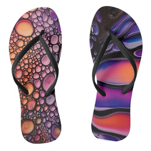 Vibrant Abstract Liquid Art Fusion Flip Flops