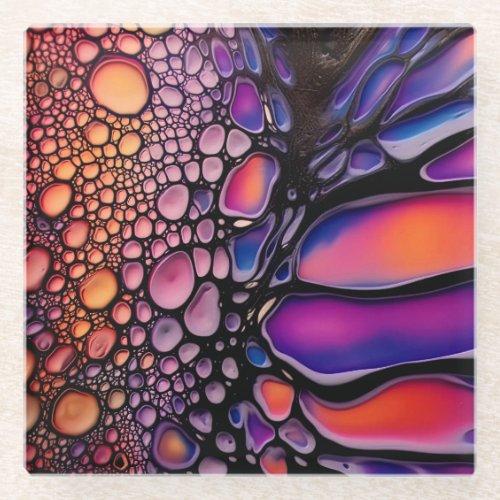 Vibrant Abstract Liquid Art Fusion Glass Coaster