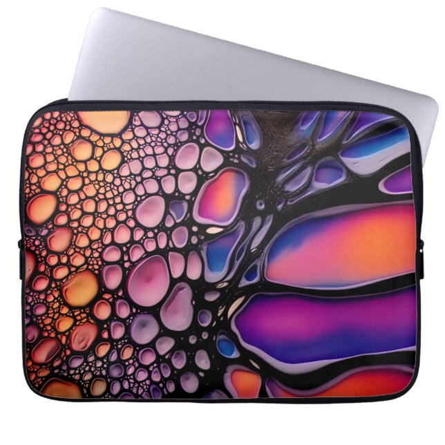 Vibrant Abstract Liquid Art Fusion Laptop Sleeve (Front)