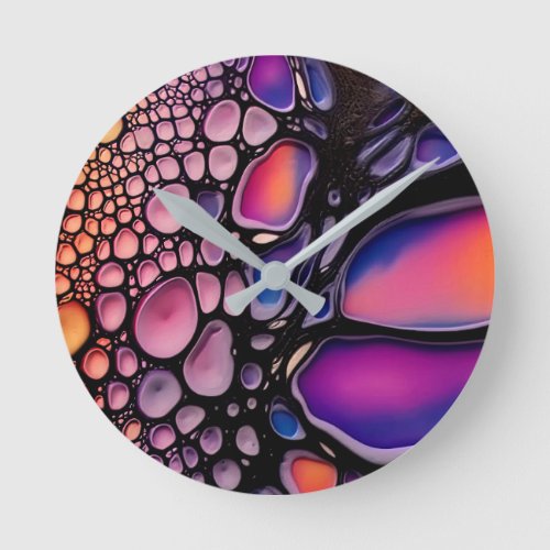 Vibrant Abstract Liquid Art Fusion Round Clock