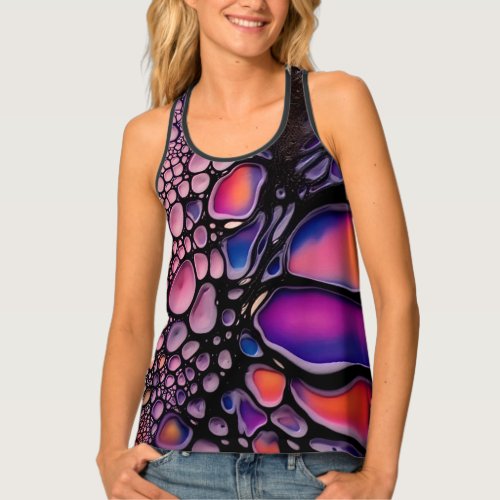 Vibrant Abstract Liquid Art Fusion Tank Top