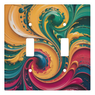 Vibrant Abstract Liquid Swirl Art Light Switch Cover