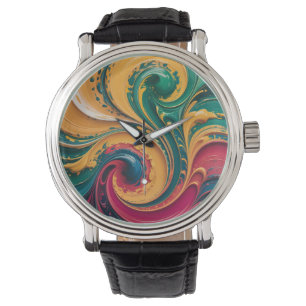 Vibrant Abstract Liquid Swirl Art Watch
