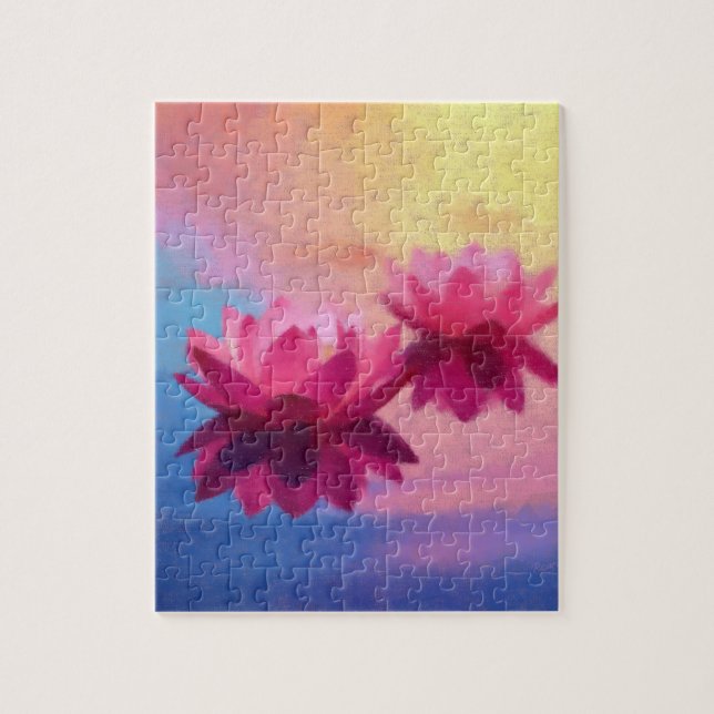 Vibrant Abstract Lotus Flowers Jigsaw Puzzle (Vertical)