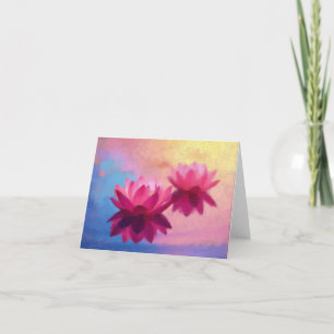 Vibrant Abstract Lotus Flowers Letterpress Thank You Card
