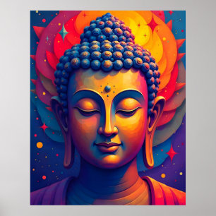 Vibrant Abstract Modern Art Buddha Painting Poster