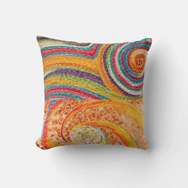 Vibrant Abstract Mosaic Throw Pillow (Front)