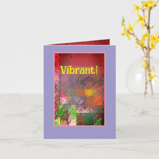  VIBRANT! ABSTRACT MULTI-COLORED  NOTE CARD (Yellow Flower)