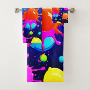 Vibrant Abstract Paint Explosion Bath Towel Set
