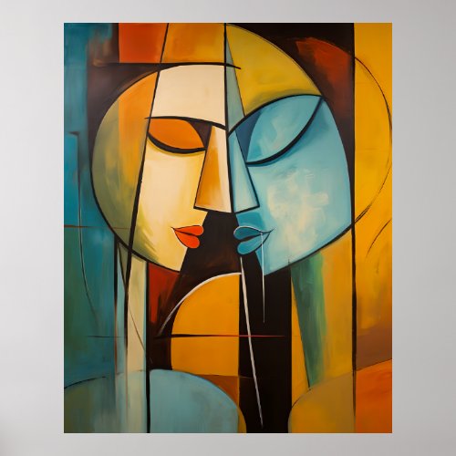 Vibrant Abstract painting of United Heads Poster