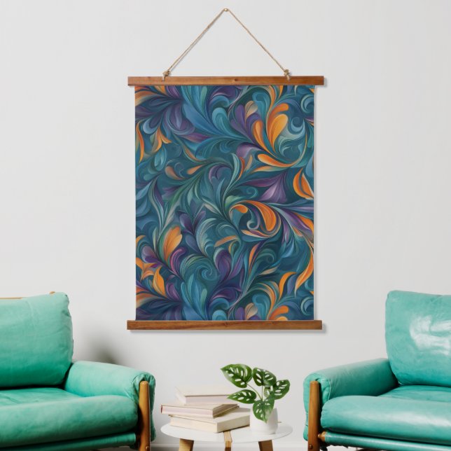 Vibrant Abstract Paisley-Inspired Pattern (2) Hanging Tapestry (Living Room)