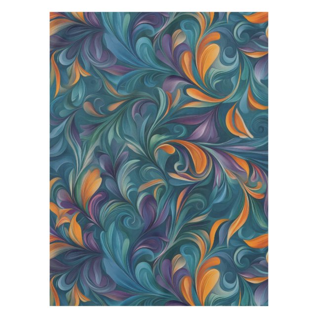 Vibrant Abstract Paisley-Inspired Pattern (2) Tablecloth (Front)