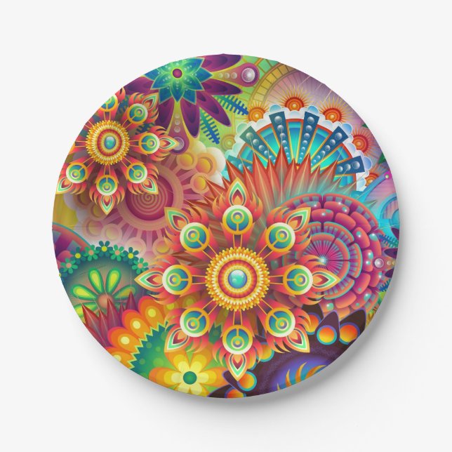 Vibrant Abstract Paper Plates (Front)