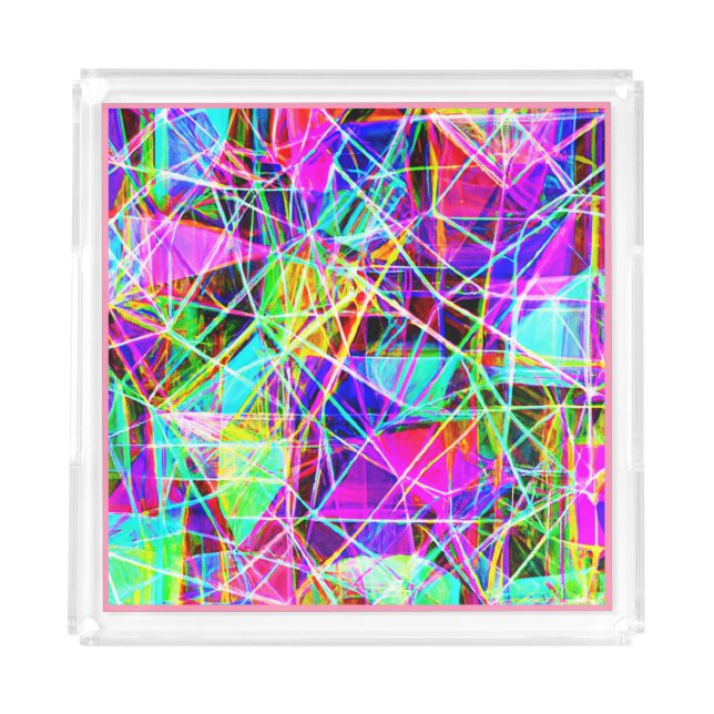 Vibrant Abstract Pattern Design Acrylic Tray (Front)