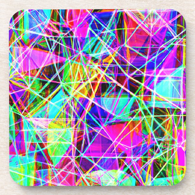 Vibrant Abstract Pattern Design Beverage Coaster (Front)