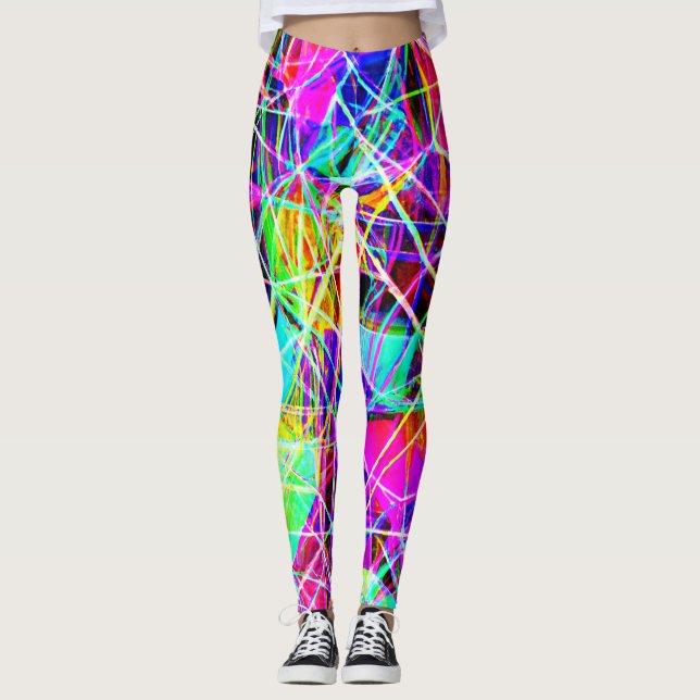 Vibrant Abstract Pattern Design Leggings (Front)