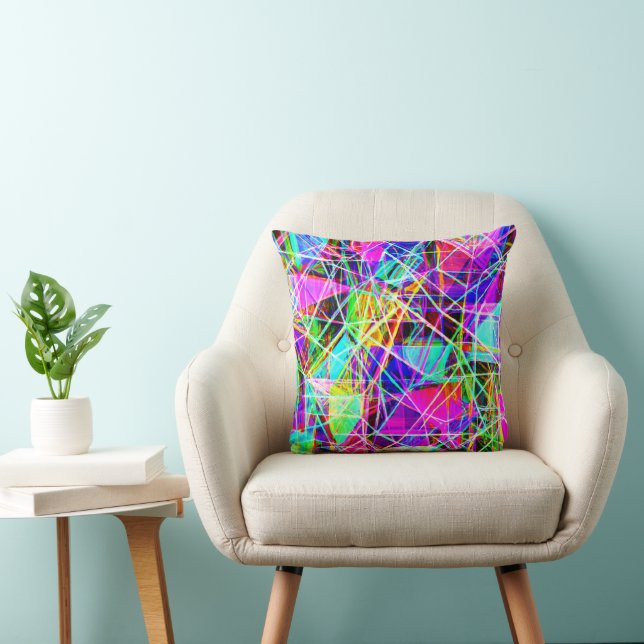 Vibrant Abstract Pattern Design Throw Pillow (Chair)