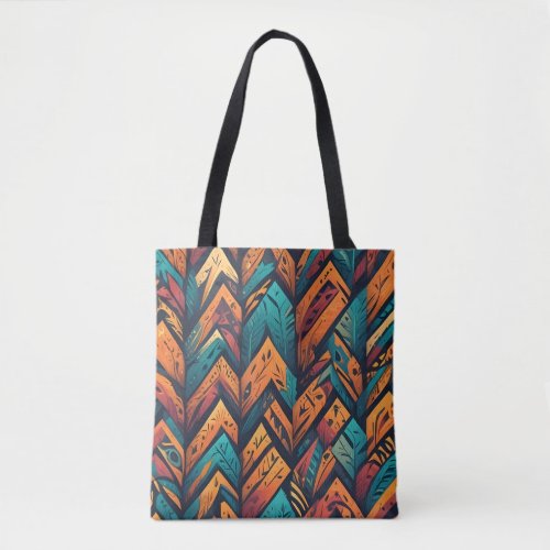 Vibrant abstract pattern overlapping geometric  tote bag