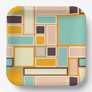 Vibrant abstract pattern with rectangles paper plates