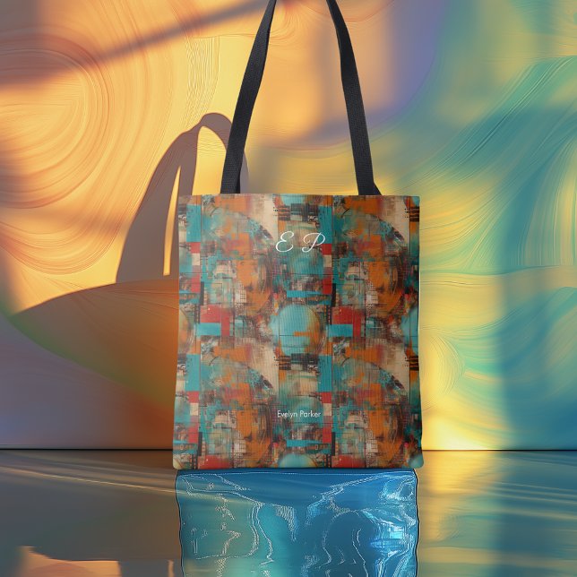 Vibrant Abstract Personalized Tote Bag Initials (Creator Uploaded)