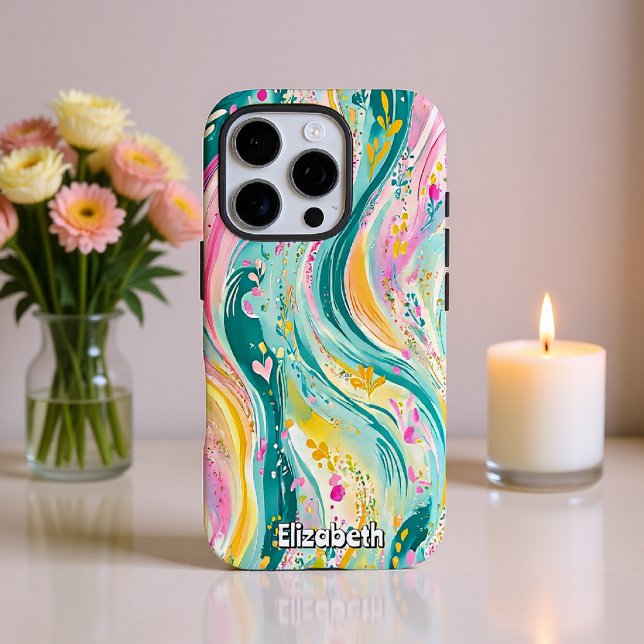 Vibrant Abstract Ping And Teal Swirls Case-Mate iPhone Case (Creator Uploaded)