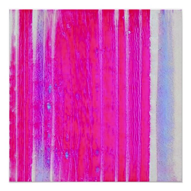 Vibrant Abstract Pink and Purple Stripes Art Poster (Front)