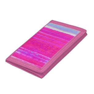 Vibrant Abstract Pink and Purple Stripes Art Trifold Wallet