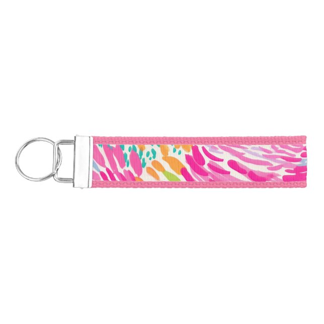 Vibrant Abstract Pink Pattern Keychain  (Keys on Left)