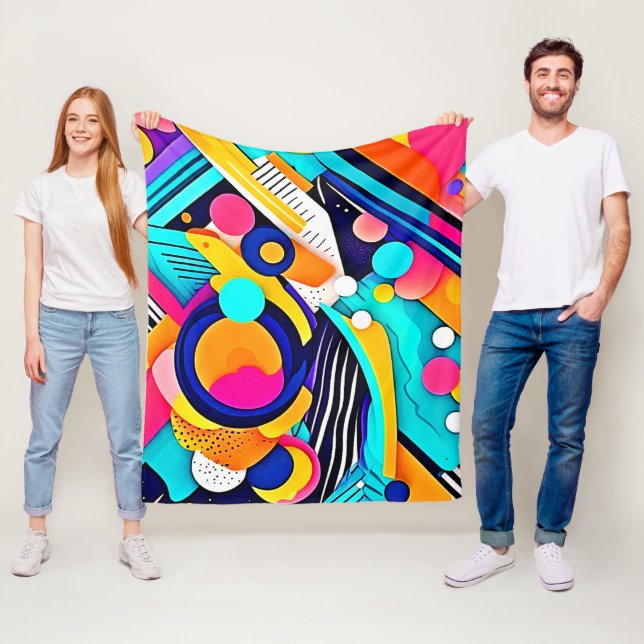 Vibrant Abstract Pop Art Fleece Blanket (In Situ)