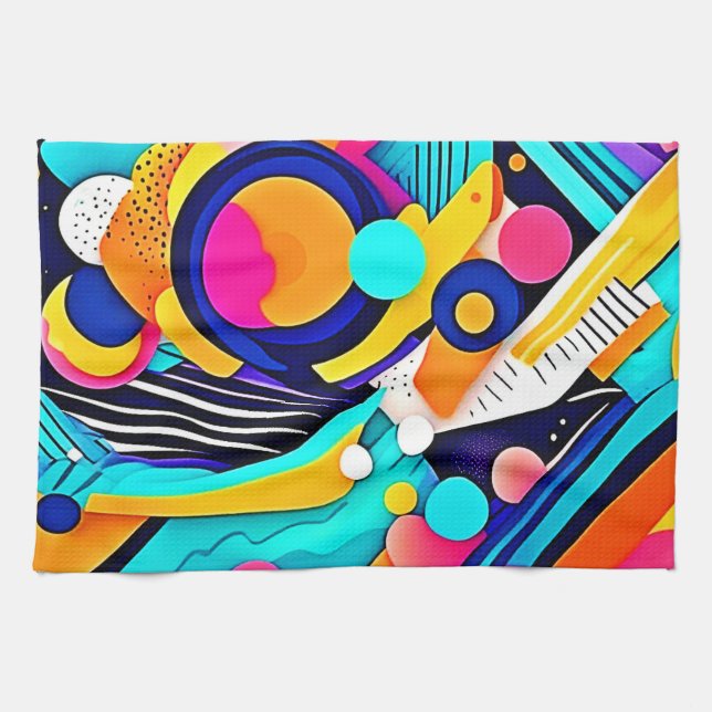 Vibrant Abstract Pop Art Kitchen Towel (Horizontal)