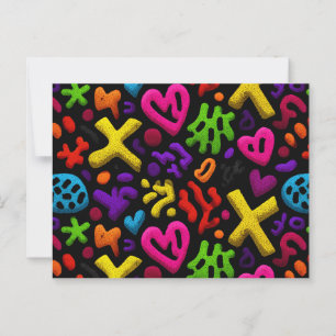 Vibrant Abstract Pop Art Seamless Pattern Postcard